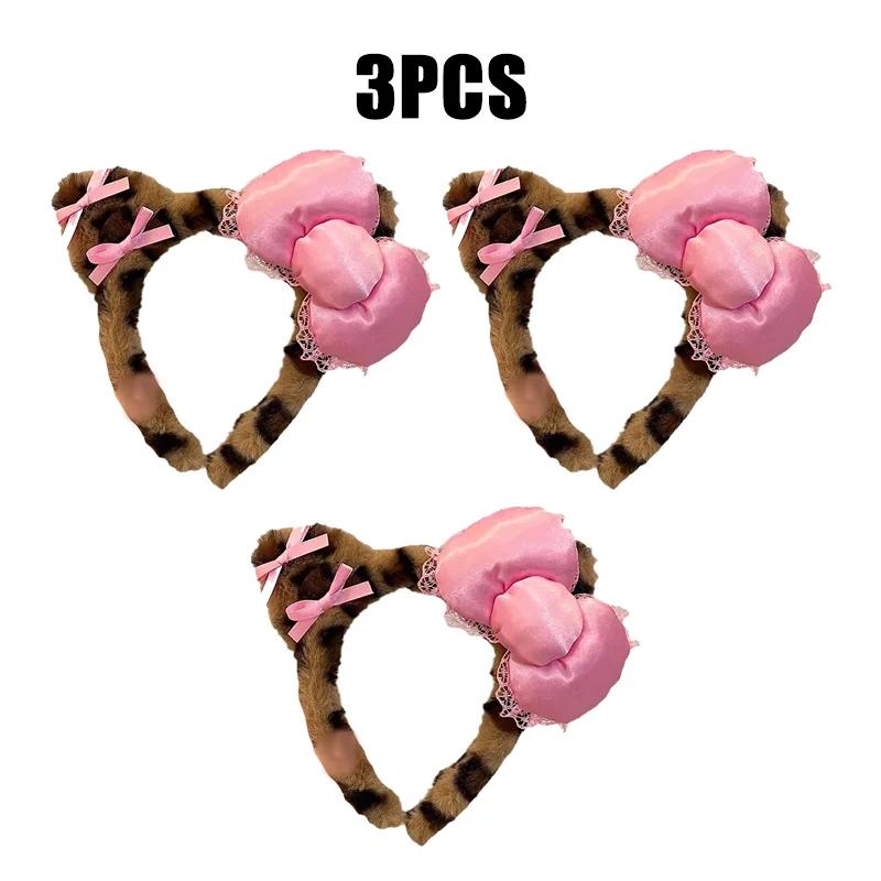 1-20Pcs Hair Band Cute Cat Ears Hair Band with Bow Hair Band for Girls Face Wash Make-up Headband Anti-slip Headband