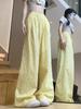Women's High Waist Polka Dot Wide Leg Pants - Yellow