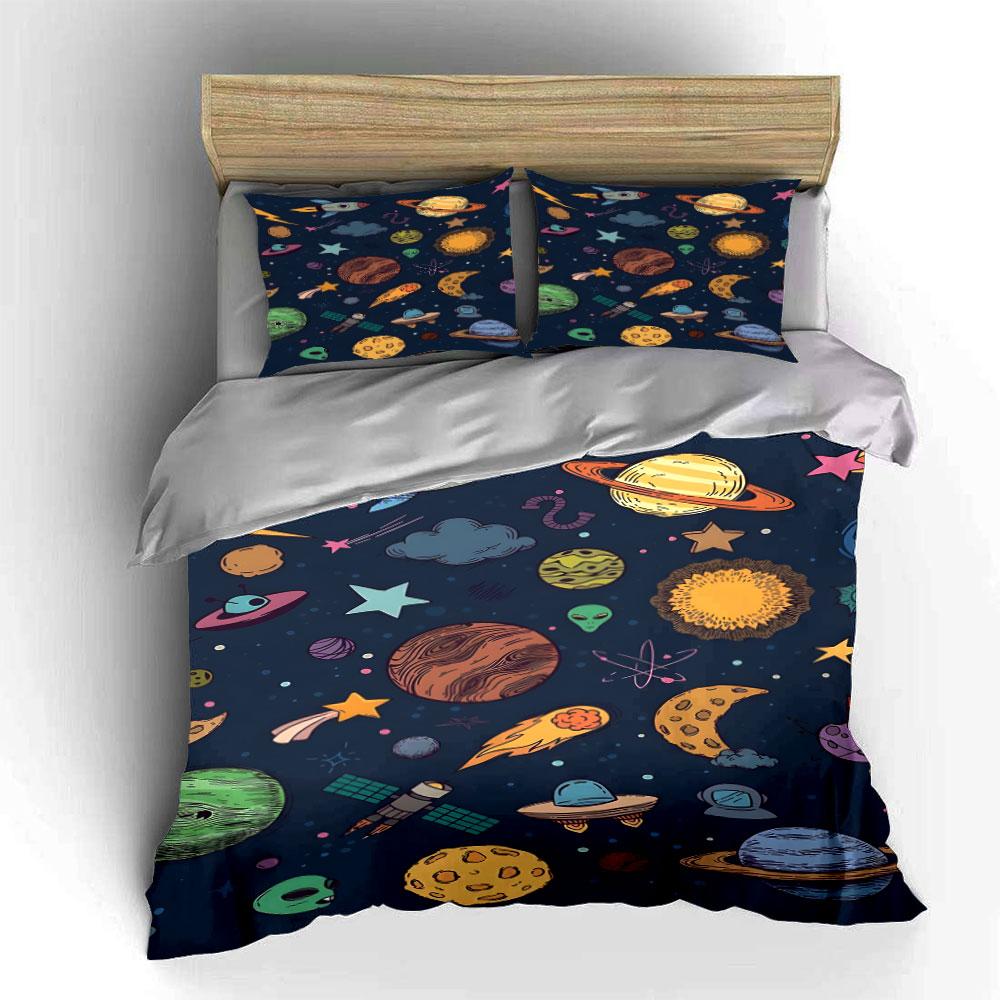 Planets, Stars, Suns, UFOs. Bedding Sets Duvet Cover Sets Duvet Covers Pillowcases(1 * Duvet Cover 2 * Pillowcases Without Duvet Insert)