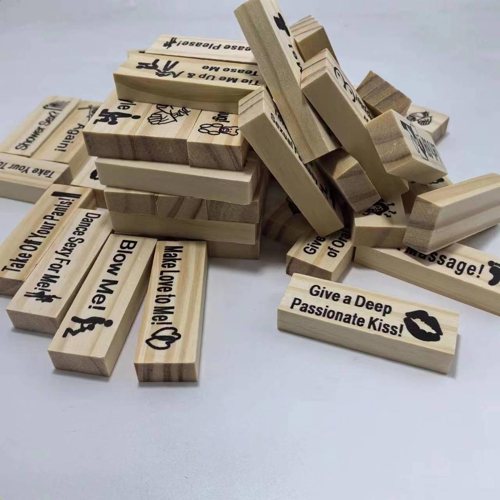 48Pcs Sex Block Game For Adults Sex Toys Valentine Tumbling Tower Stacking Games Wooden Block For Couples Erotica Party SM Block