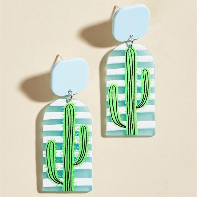 Retro Flower Temperament Kontrast Kolor Kwadratowe Kolczyki Akrylowe Proste Cukierkowe Kolczyki Wiszące Piercing Oreja