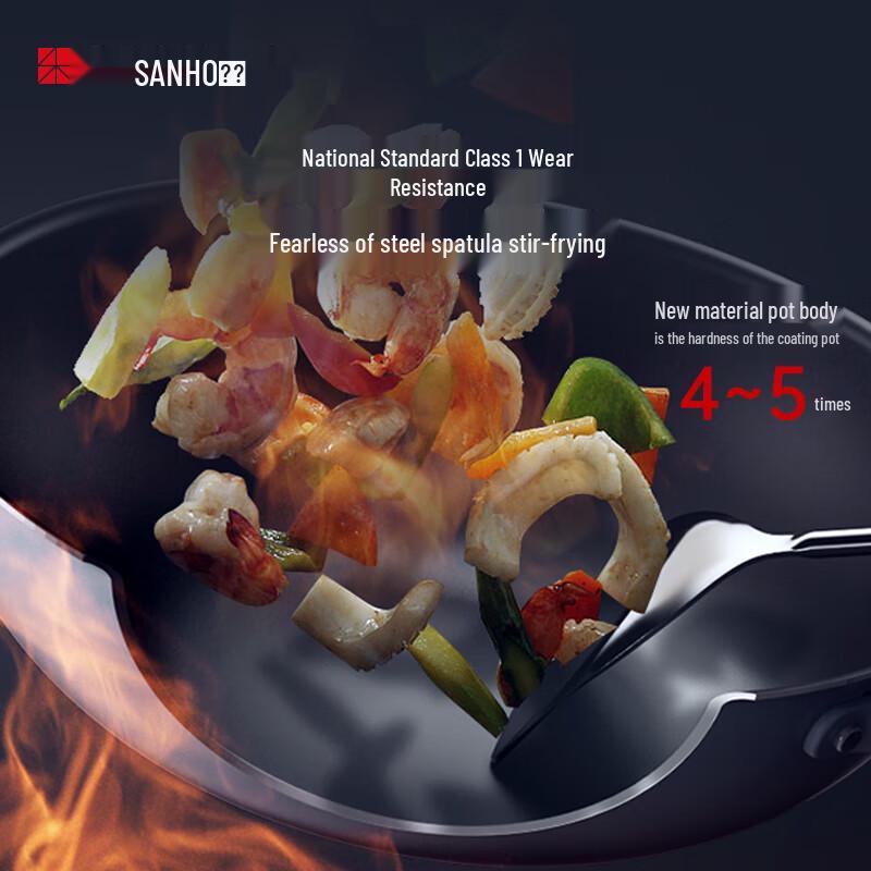 SANHO 32CM Titanium Alloy Non-stick Wok