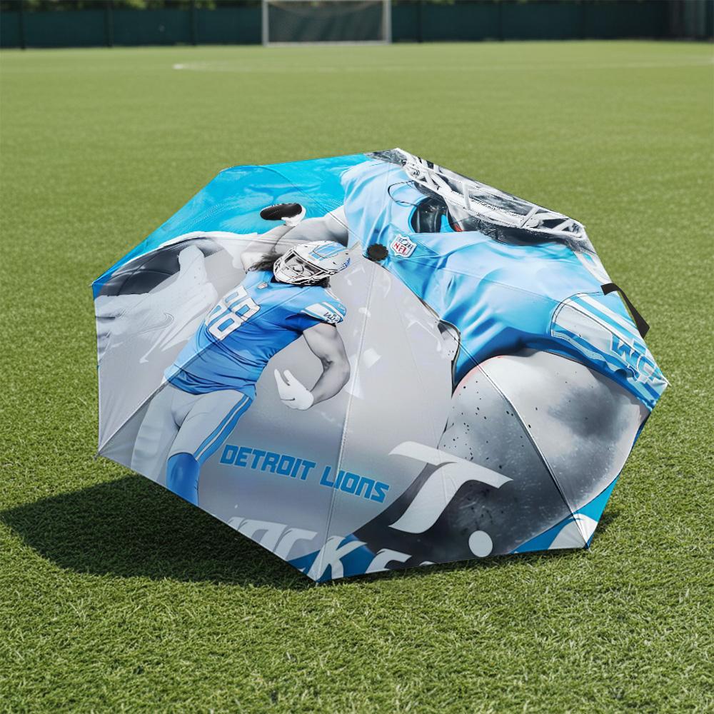 

1 PC Automatic Folding Umbrella-Detroit LionsPattern, Portable & Foldable Design with 8 Ribs, Christmas Birthday Gifts