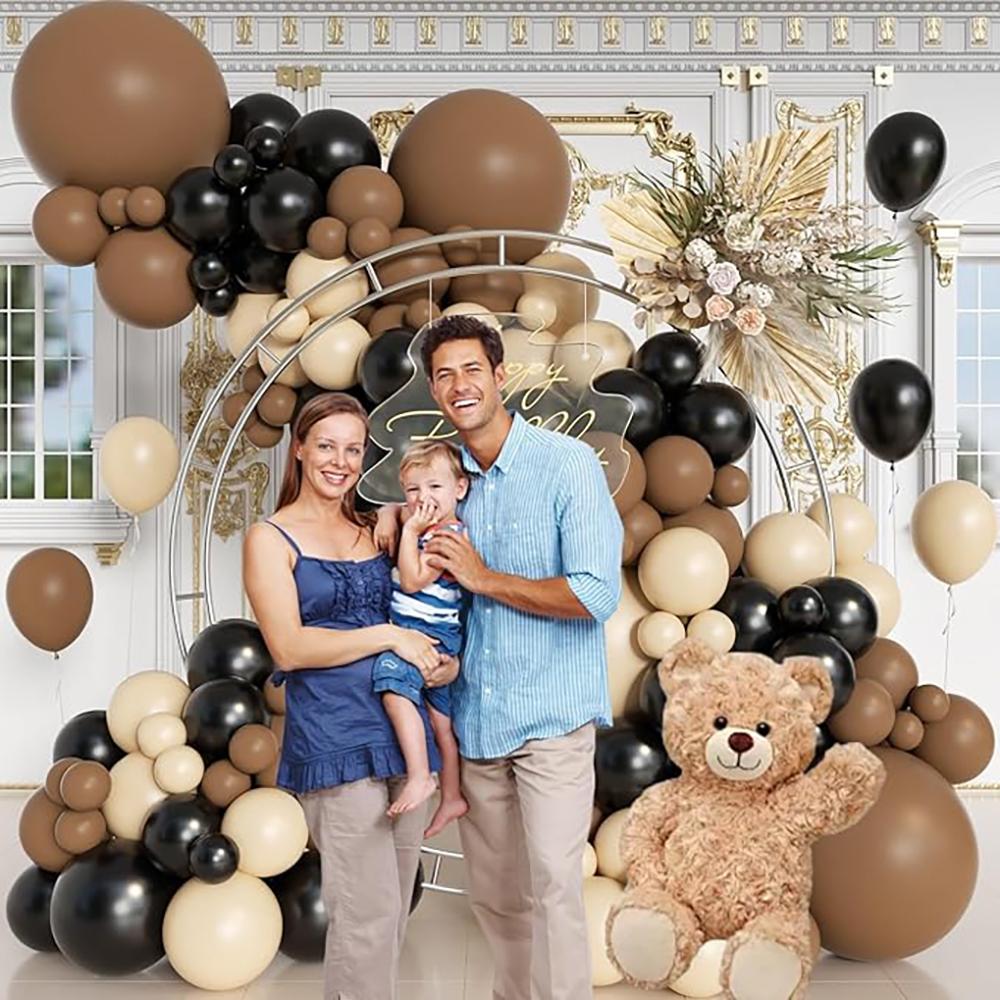Bären-Thema Luftballons Girlande Bogen Braune Haut Schwarzes Ballon-Set Babyparty Geschlechtsenthüllung Hochzeit Geburtstagsparty Dekoration Globos