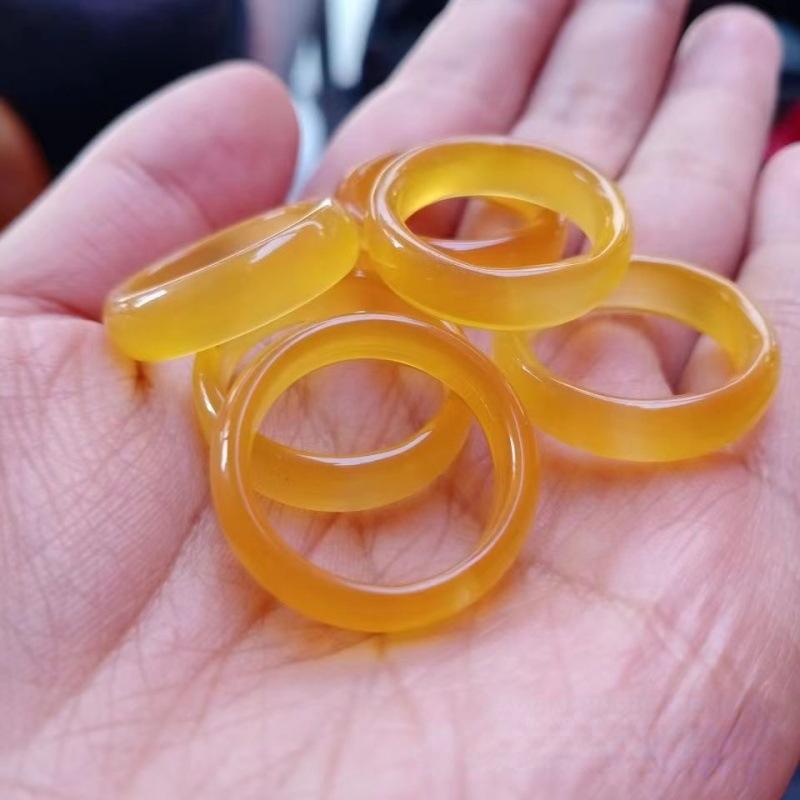 Girls  HipHop Party Wedding Agate Ring Vintage Colorful Round Natural Stone For Women Unisex Finger Rings Charms Jewelry