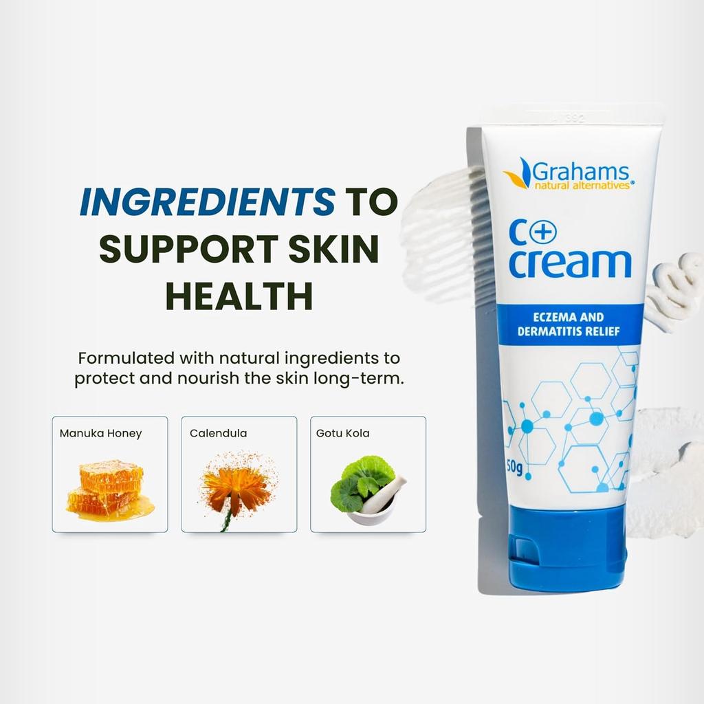 C+ Eczema Cream for Adults - Lotion for Extremely Dry Skin, Inflammation, Redness, Itch Relief & Dermatitis - Manuka Honey & Calendula - Clinically