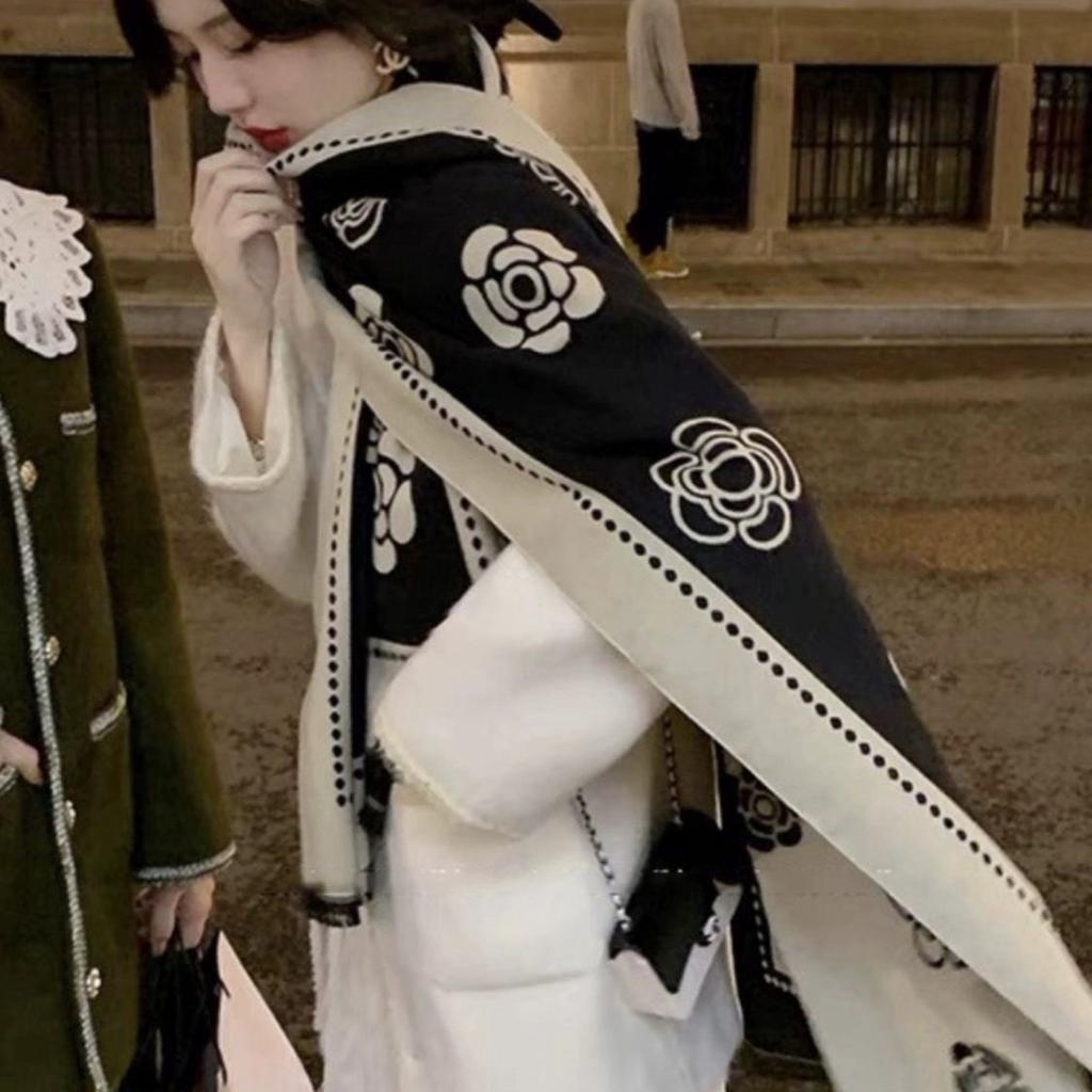 New Classic High End Camellia Scarf for Women Warm Student Decorative Gift Shawl Versatile