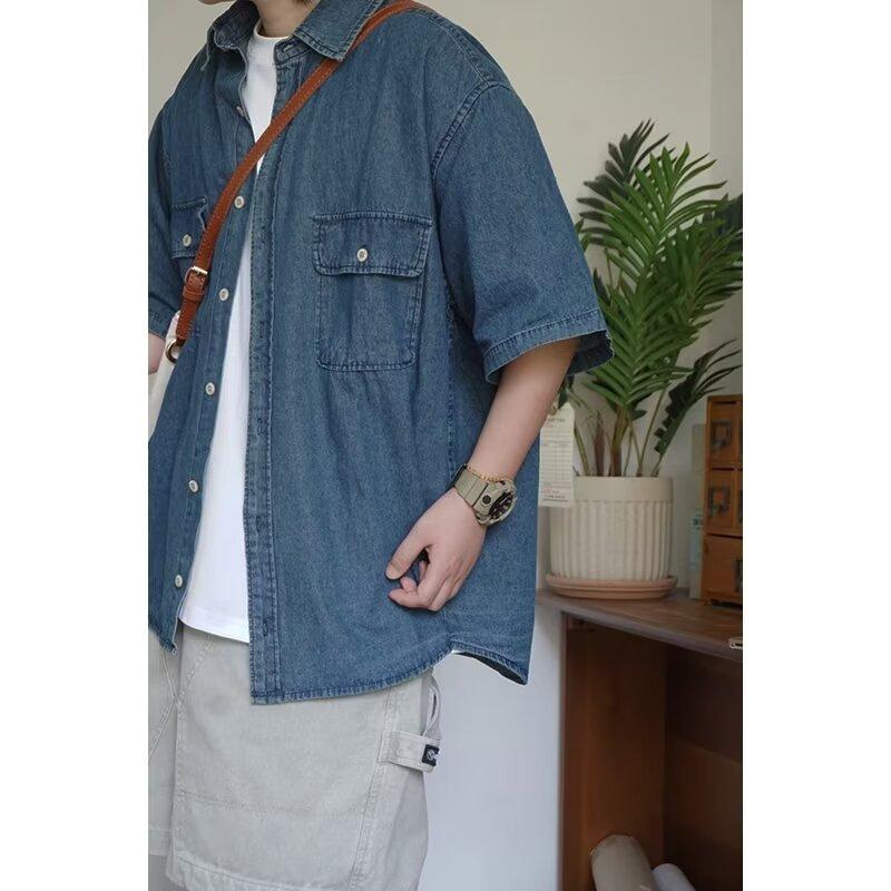 Kortermet Herre Designfølelse Nisje Sommer Trend Topp Allsidig Kjekk Fritidsskjorte