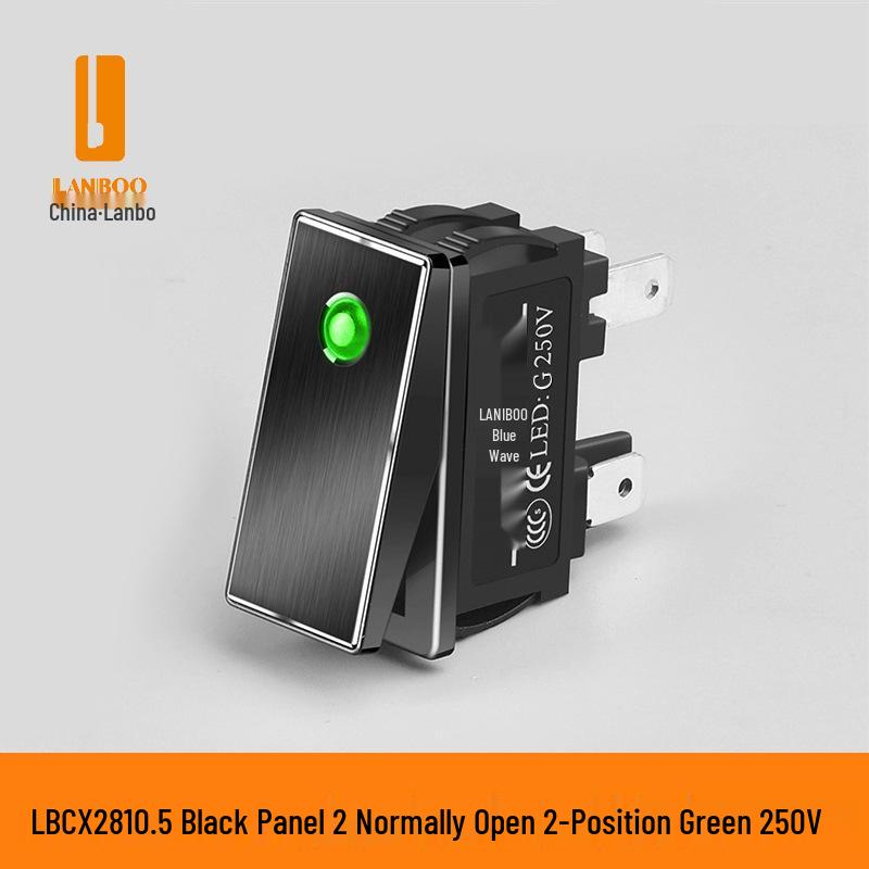 Lanbo 2810.5 High Current 16A Waterproof Metal Rocker Switch with Light, 5V-24V/220V, Two-Position