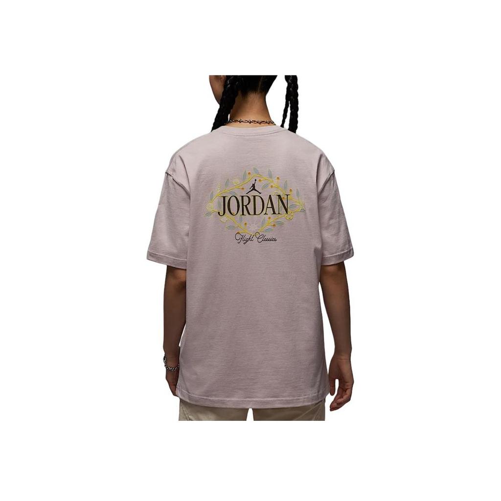 Jordan Oversized Fashion Retro Football Comfortable Short Sleeve T-Shirt Women Tops Gray Purple IF0380019