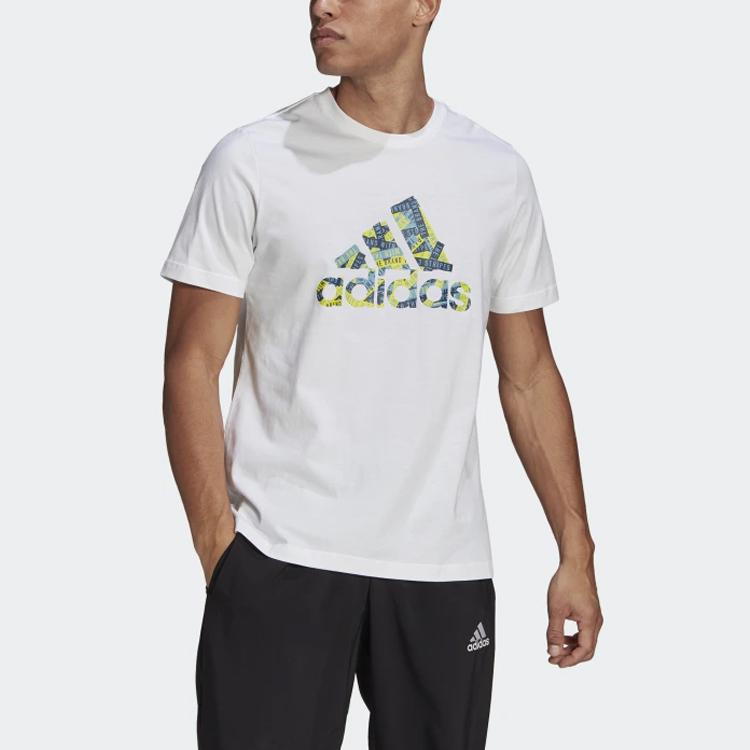 Adidas Logo Print Sports Crew Neck T-Shirt Men Tops White GL3700