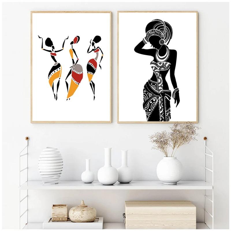 Beautiful Black Woman Canvas Art Print Poster, African Woman Art Canvas Painting Wall Pictures Home Decor