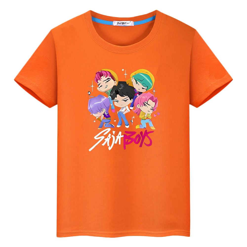 Kpop Dämonenjäger Print 100% Baumwolle Anime Kurzarm T-Shirt für Kinder Jungen 10 Jahre Niedliche Oberteile Saja Jungen Kawaii T-Shirts y2k Mädchen Kleidung