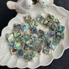 1Pc, Natural Abalone Shell Square Pendant Golden Trim Iridescent Charm for DIY Boho Jewelry Making Necklace & Earrings, 14mm Crafts Gifts