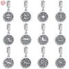 NouvellesPerles Rondes Constellations Zodiacales Plaqué Cuivre Adaptées aux Bracelets Originaux Charms Bijoux