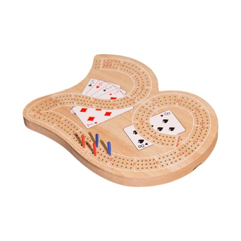 Wooden Cribbage Board Game With Digital Number Design Strategy Cards Game For Family And Friends Entertainment 1