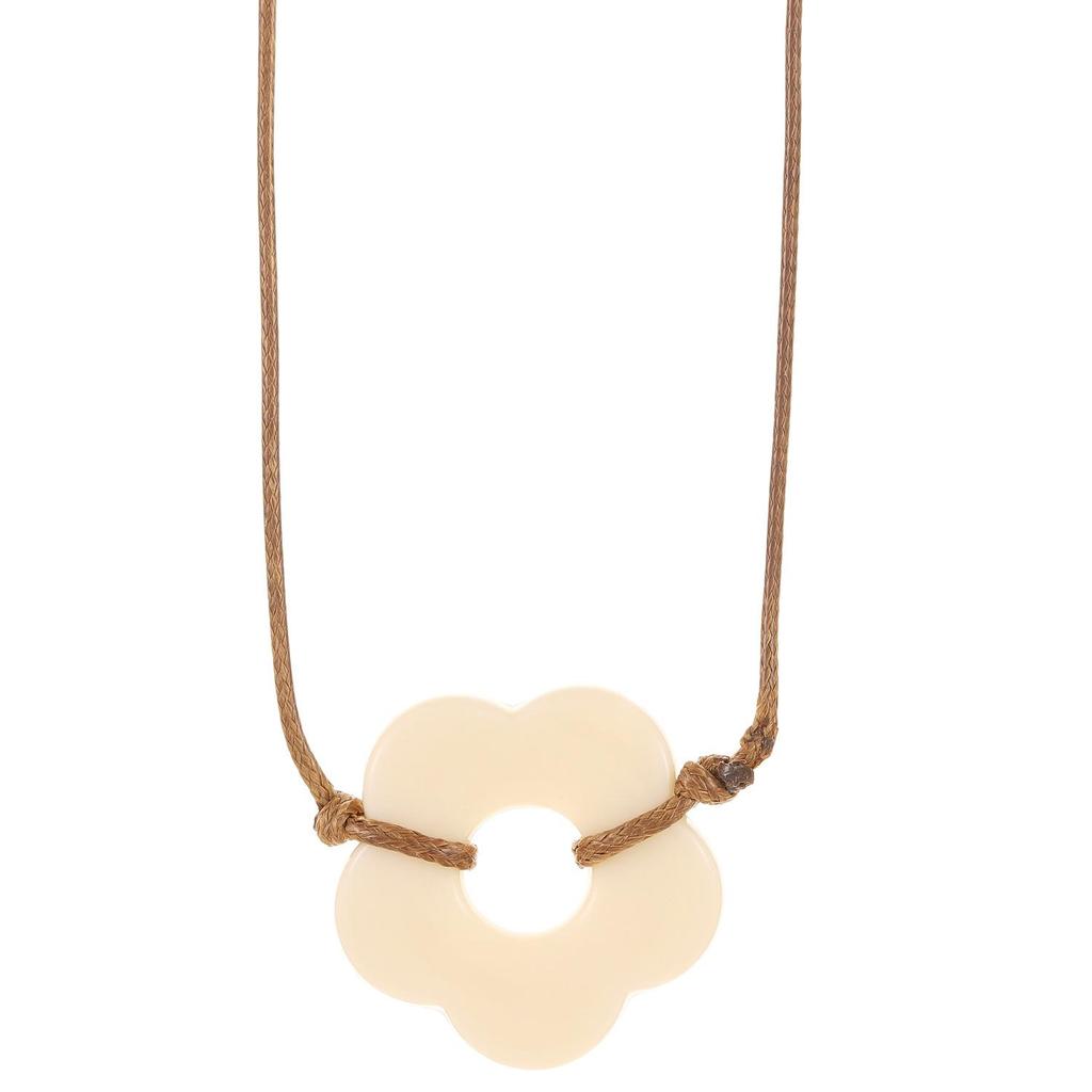 Retro Minimalist Fashion Free Knotting Flower Pendant Wax Thread Necklace Clavicle Chain