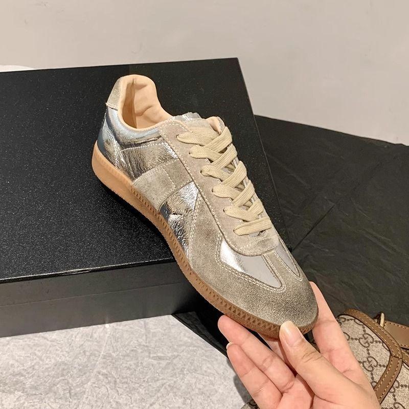 Silver German training shoes women's 2025 autumn and winter new niche retro sports board shoes flat-bottomed versatile casual shoes