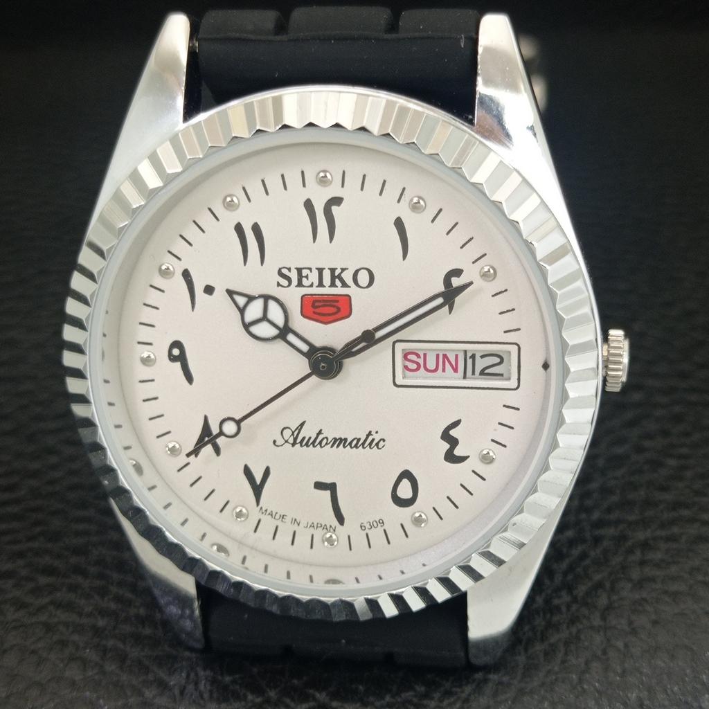 AUTOMATIC VINTAGE REFURBISHED SEIKO 5 6309A JAPAN MENS WHITE WATCH a442471-1