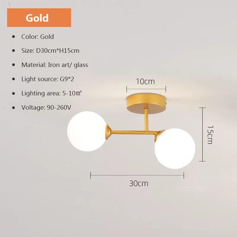 Modern Glass Ceiling Light Minimalist Black Gold 1/2 Heads Indoor Lighting For Hallway Aisle Balcony Entryway Cloakroom Fixtures