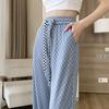 2025 Women's High-Waisted White Ice Silk Wide-Leg Summer Casual Pants