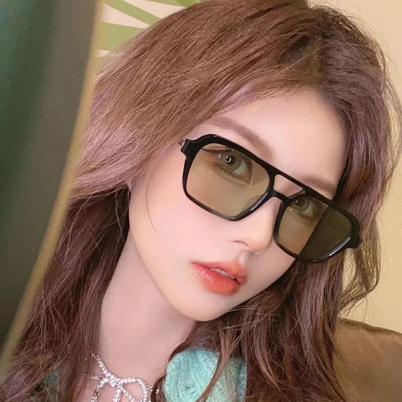 Small Frame Square Sunglasses Women Designer Fashion Luxury Vintage Hollow Leopard Blue Sun Glasses