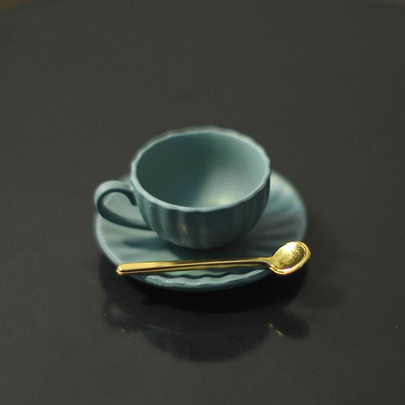 3Pcs/Set 1:12 Dollhouse Mini Furniture Model Diy Access Coffee Cup Saucer Spoon