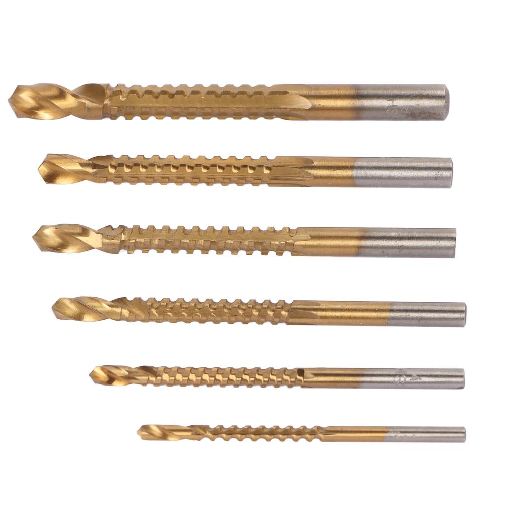 6 Pcs Spiral Saw Drill Bit 3 To 8mm HSS Serrated Side Cutting Drill Bits for Wood Metal Plastic