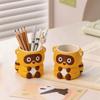 Mini Cartoon Raccoon Resin Pencil Cup Adorable Animal Shaped Stationery Holder for Home Office Study Tabletop Art Decor Display