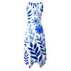 Women Sleeveless Casual Floral Print Dress Round Neck Irregular Hem Mid Length Summer Dress Lightweight Comfortable