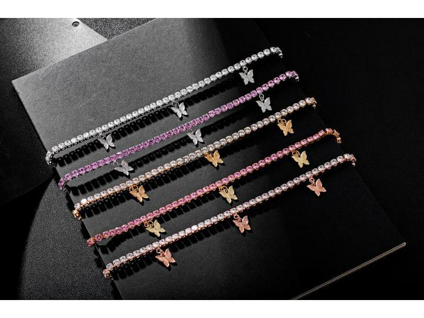 Hip Hop Schmetterling Zirkon Tennis Halskette - Europäischer & Amerikanischer Stil für Frauen