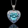 Jewelry Set Jewelry Classic Ocean Heart Earrings Necklace Ring Aquamarine Women