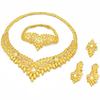 24K Gold-Plated Bridal Jewelry Set: Necklace & Earrings, Middle Eastern Wedding Style, Dubai Four-Piece Set