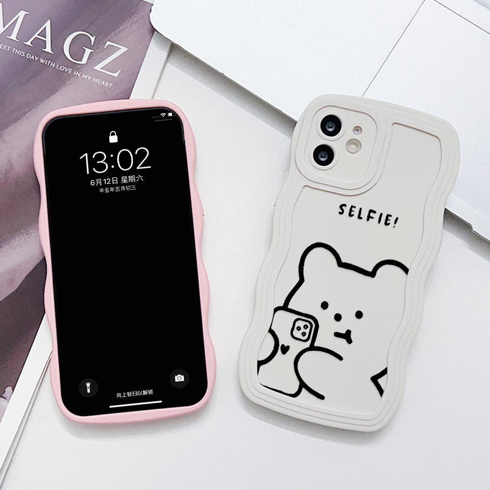 Mobile Phone Cases for iPhone 11 13 XR 15 Pro Max 12 14 Pro Max Case iPhone 16 7 Plus 8 Plus XS Max Big Wave Solid Color Cartoon Anti-drop Waterproof
