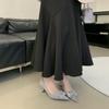 Pumps Light Luxury Square Buckle Low Heelshoeswomen'S Thin Heel Black Work Shoes Pointed Toe Spring Elegant Women'Sgoddessstyle
