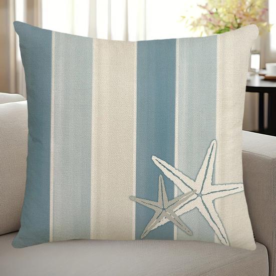 Ocean Style Pillowcase, Fade Resistant Cushion Cover, with Plants Shells Design, Pillow Case for Sofa Couch Decoration