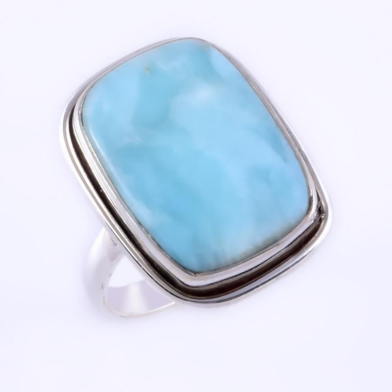 Natural Republic Larimar Gemstone Handmade 925 Sterling Silver Ring S.8" V4S33