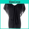 Elegant Womens V Neck Tunic Chiffon Top T-shirt With Short Sleeves And Loose Fit