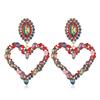 European & American Heart-Shaped Rhinestone Earrings: Colorful, Hollow, Love Heart Design for a Unique Fashion Statement.