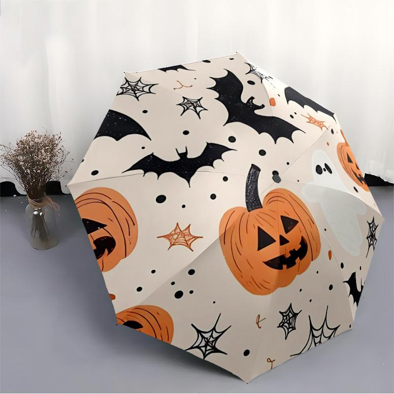 1pc Halloween Pumpkins Automatic Open/Close Umbrella with One Touch Button, Compact Folding Canopy, Sturdy 8 Rib Windproof Design   Lightweight  09
