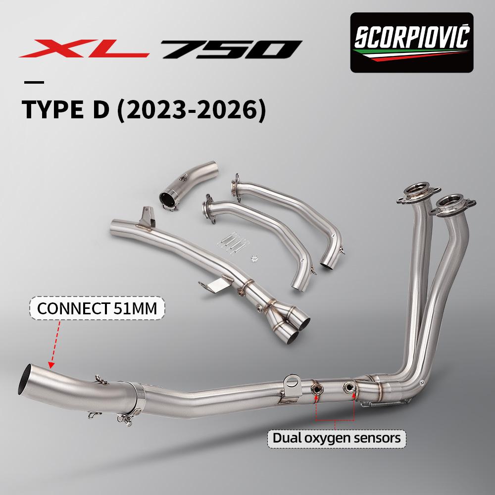 Header Link Pipe For XL 750 XL750 Transalp 750, 51mm Slip-On original muffler Motorcycle Exhaust Escape Muffler