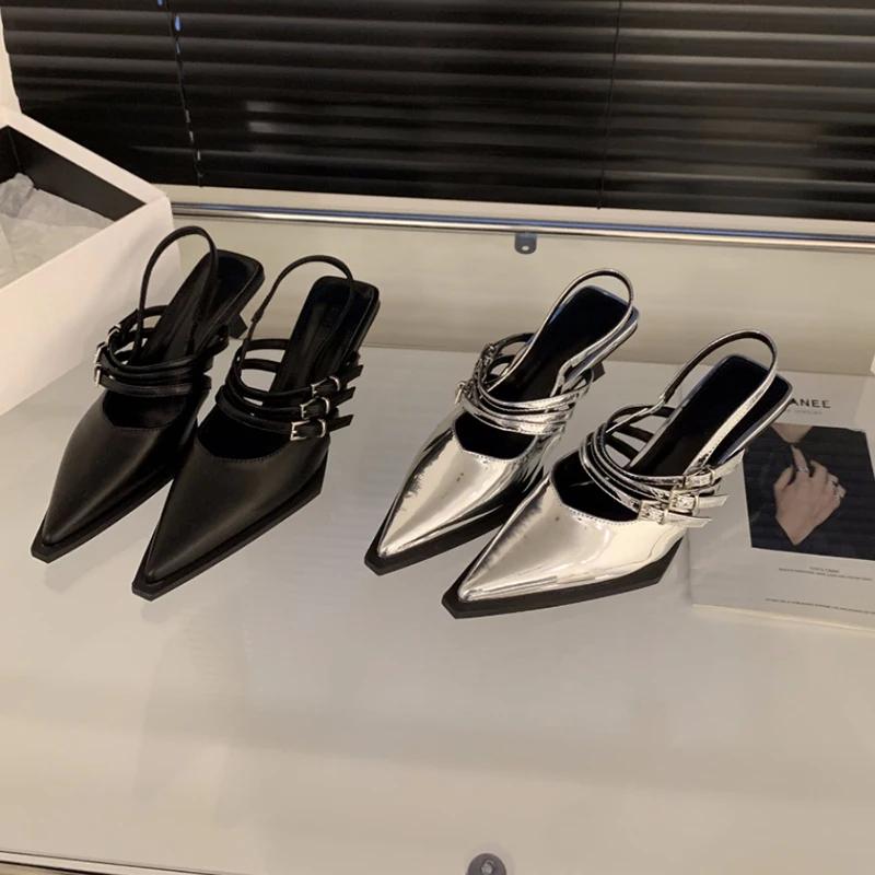 Designer Summer Women High Heel Sandals Fashion Shallow Pointed Toe Shoes Outdoor Dress Gladiator Lady Pumps