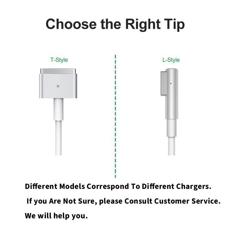 EU/US 85W 60W 45W Power Adapter Fast Charging with Magsafe 1/2 Cable for Macbook A1465 A1466 A1278 A1369 A1502  A1398 L/T Tip Charger for Mac Laptop