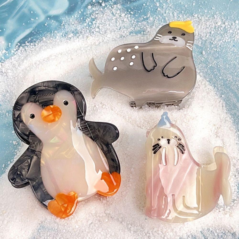 Geometry Ocean Animal Shark Clip Sea Lion Creative Hair Claw Fashion Seal Acetate Hair Clip  Travel