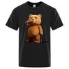 Beautiful Ted Bear Drinking Beer Foster Funny Printed Man Shirt Short Random Sleeves Loose Oversize T Street Hip Hop Shirts