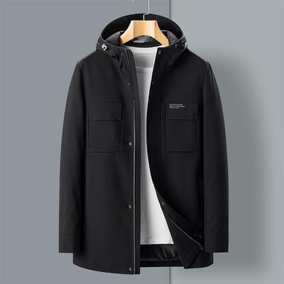 Frühlings- und Herbstjacke für Herren, mittellang und lang, mit Kapuze, Business-Casual, für mittlere und junge Männer