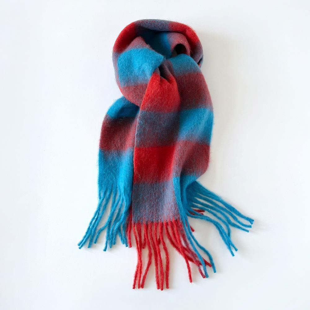 Autumn and winter mohair scarf thick beard senior women plaid warm versatile scarf shawl wholesale fur collar