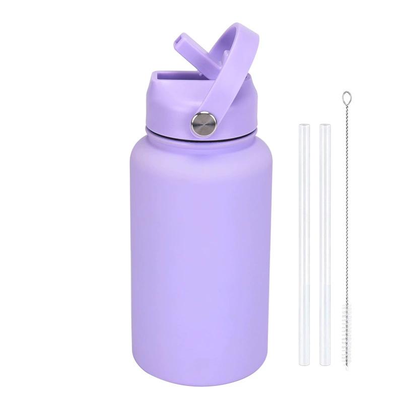 PuraCool Personalised Water Bottle 650ml/22oz Insulated Thermos Customised Tumbler Flask with Straw