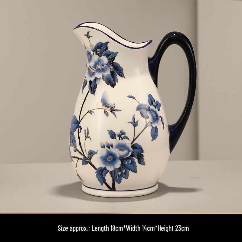 

Vintage Blue and White Porcelain Vase Set - Chinese Style Ceramic Ornaments for Living Room or Entryway