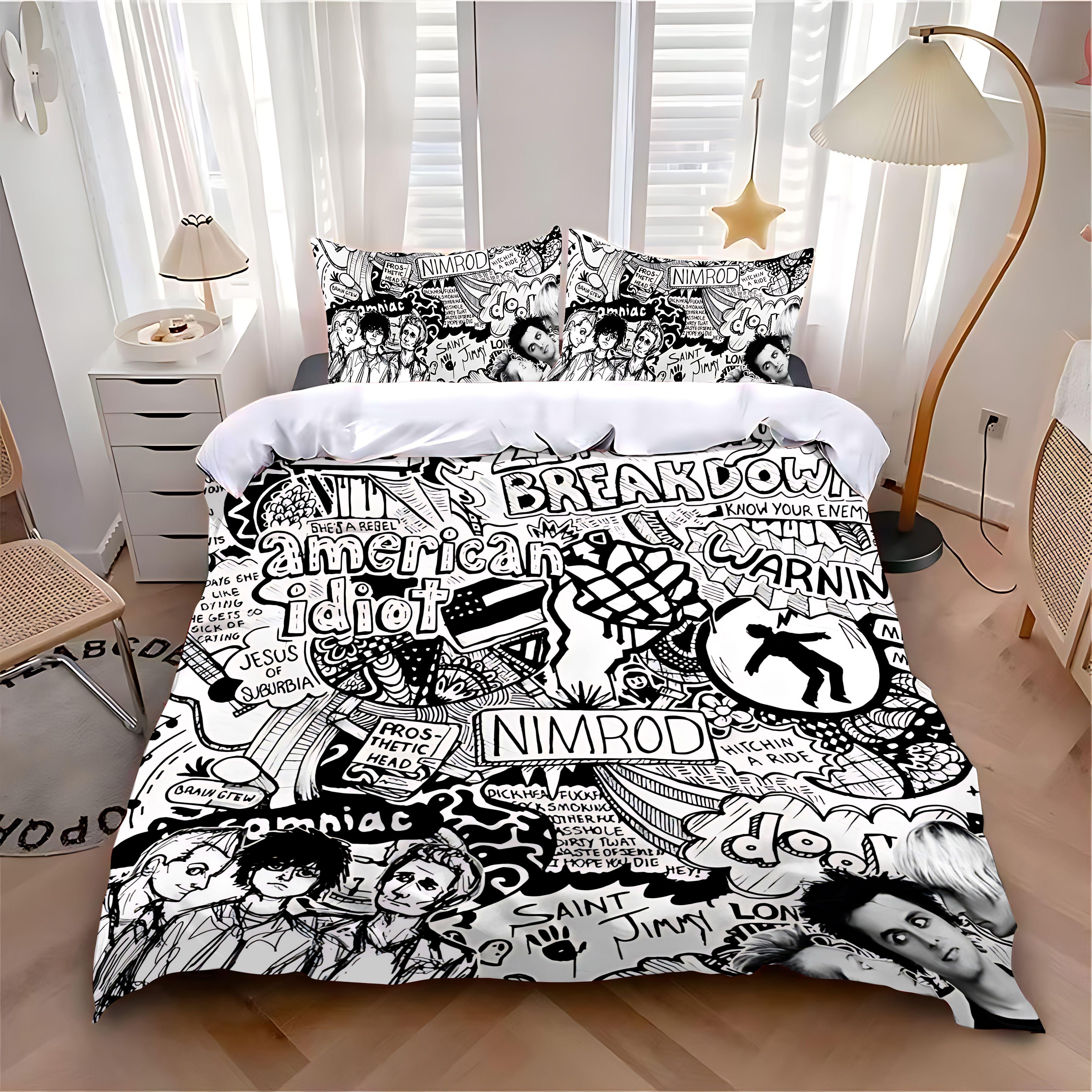 

New Duvet Cover Pillowcase Bedding Set Rock Band G-Greendays Adult Boy Girl Bedroom Decoration Children Single Double Large Size EU Single(135*200cm)3pcs